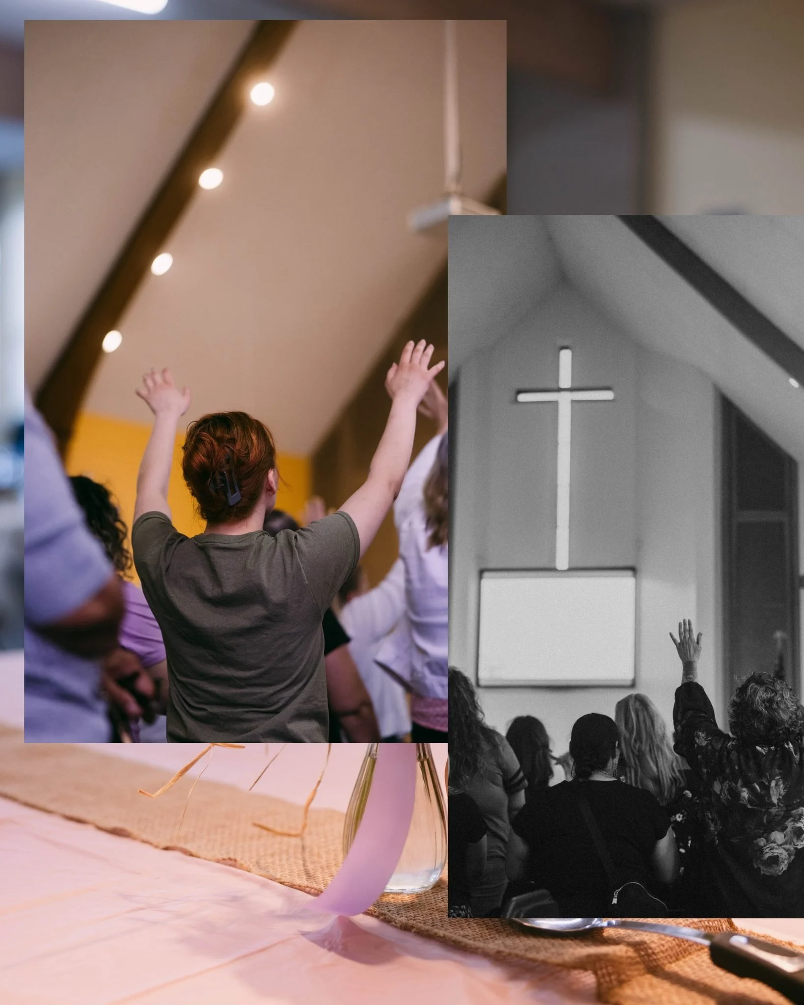 A group of individuals worshiping together at Sunday Service.