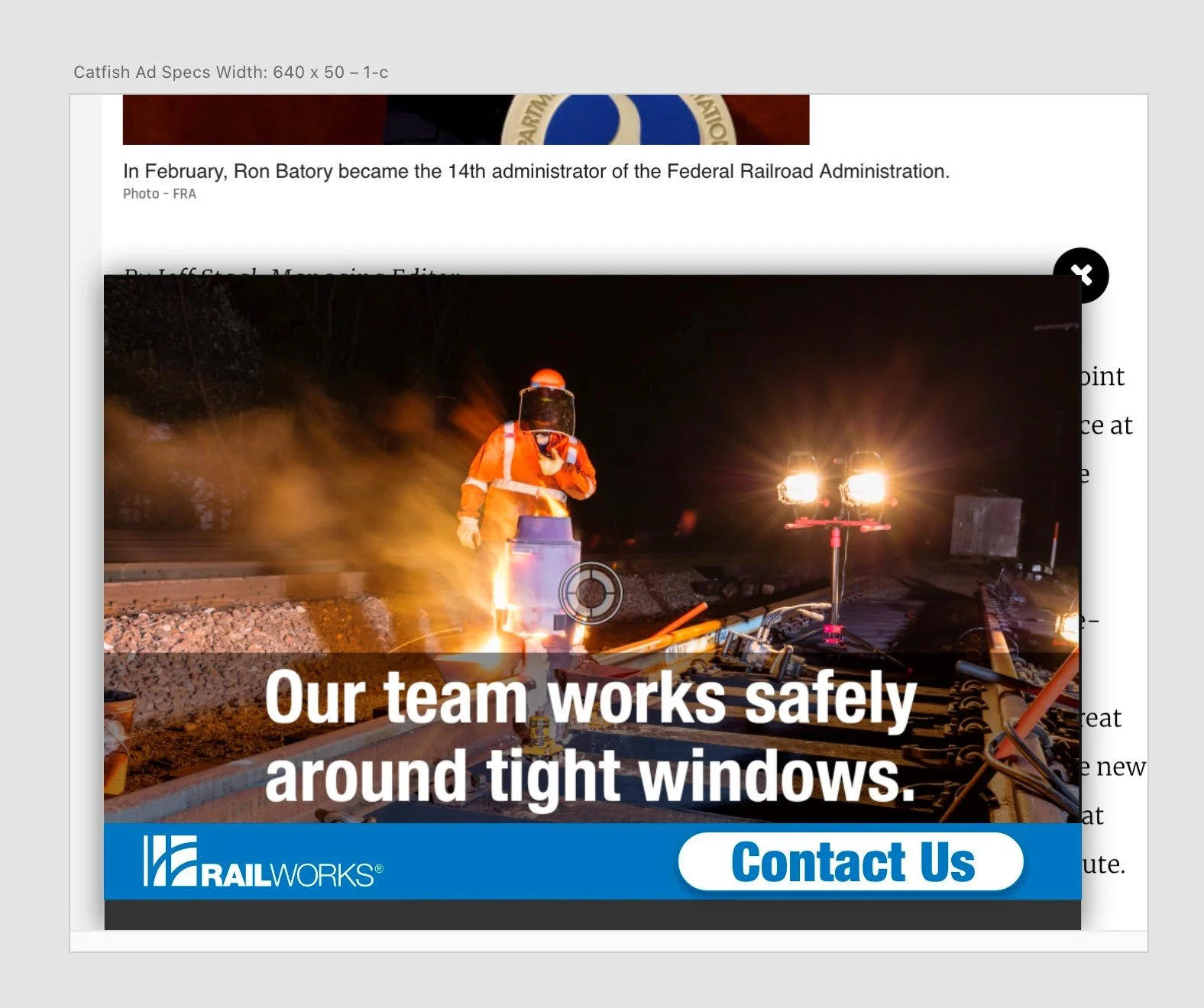 Example of a B2B PPC campaign managed by Rabid Dawg Consulting for RailWorks Corporation, showcasing search ad strategy used to promote rail construction and maintenance services across the U.S.