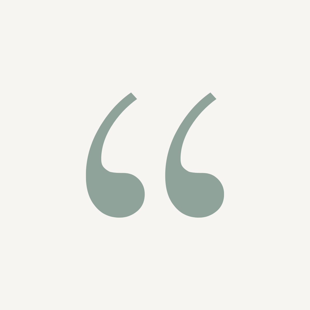 A large gray quotation mark symbol on a light beige background.