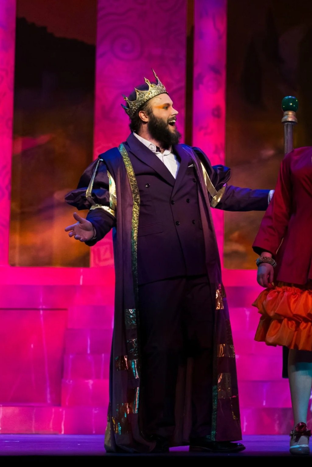 The King's purple ruffed coat flat patterned and constructed for a production of Head Over Heels.