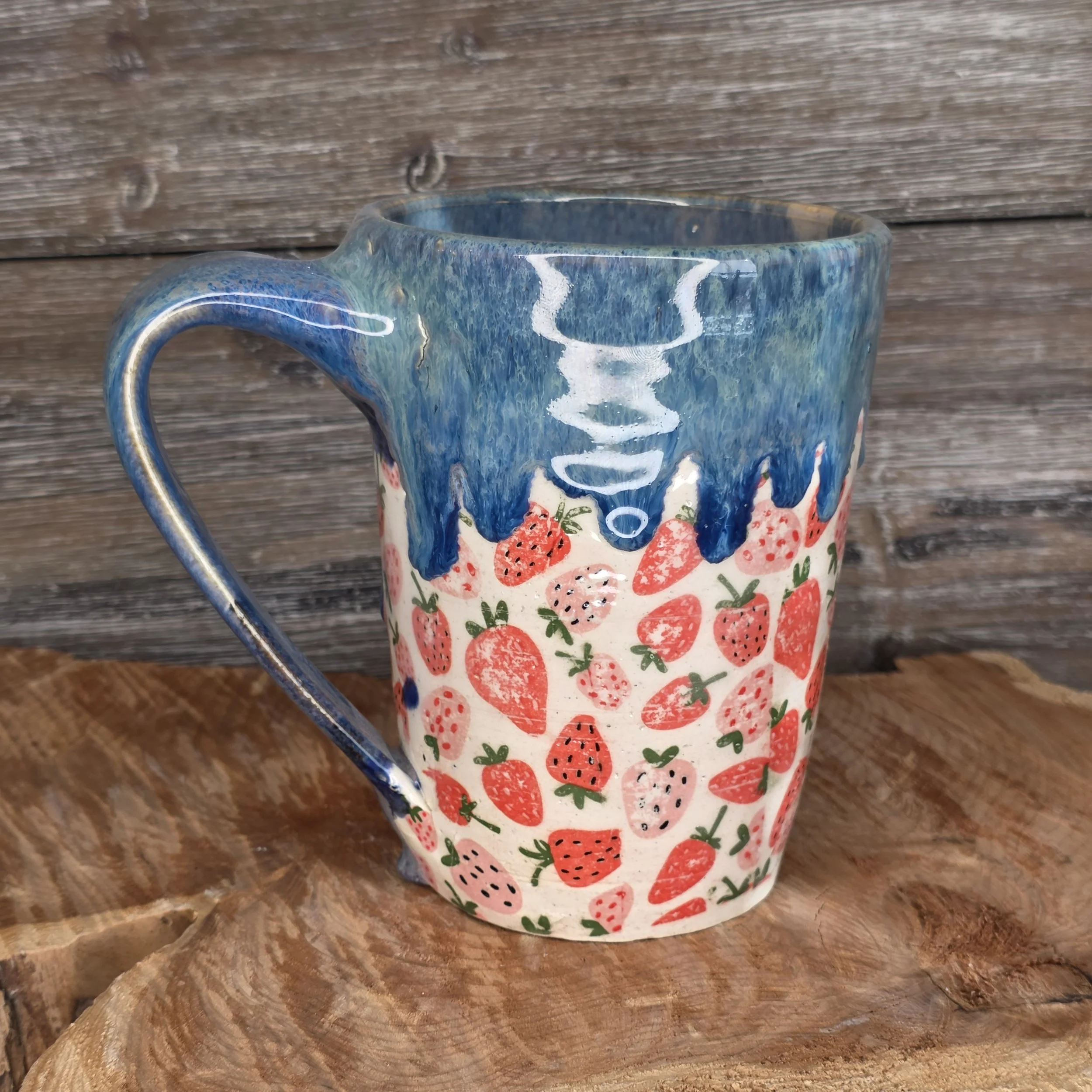 Tall Strawberry Pattern Mug