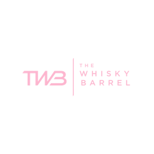 Logo for The Whisky Barrel with pink text on a black background, featuring the initials 'TWB' and the full name 'The Whisky Barrel'.