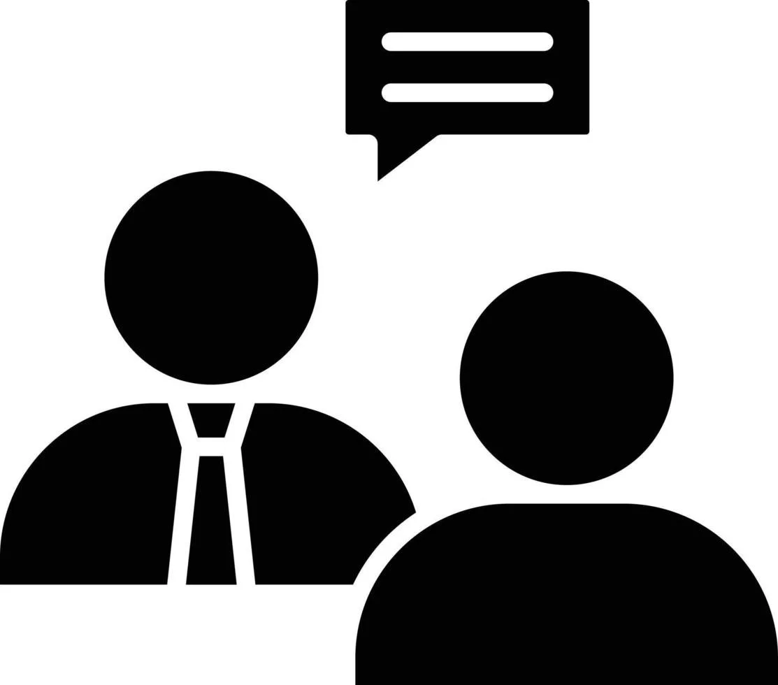 Silhouettes of two people having a conversation, one with a speech bubble above.
