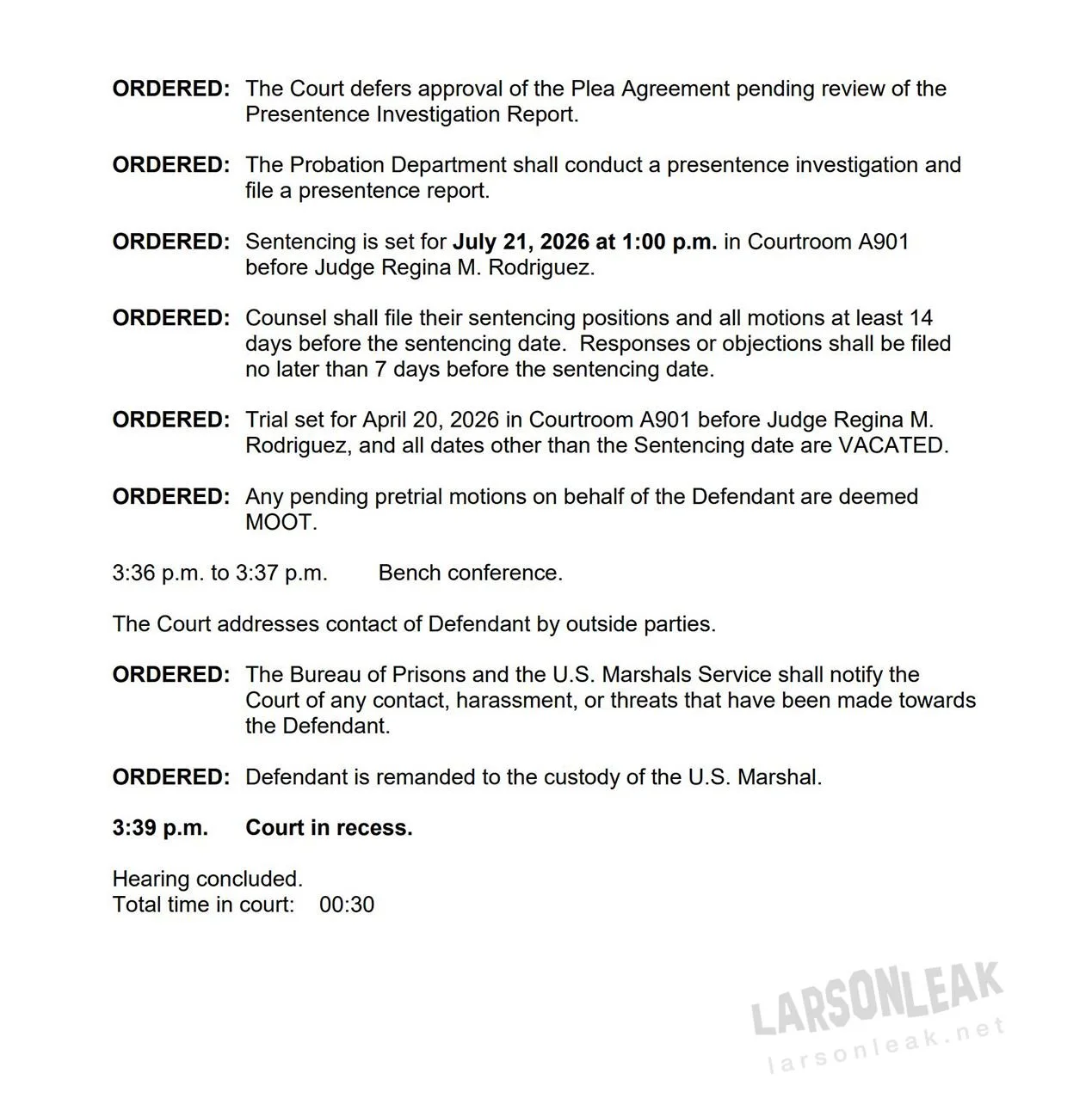 LIVE UPDATES: Daniel Larson April 9 Hearing — LarsonLeak