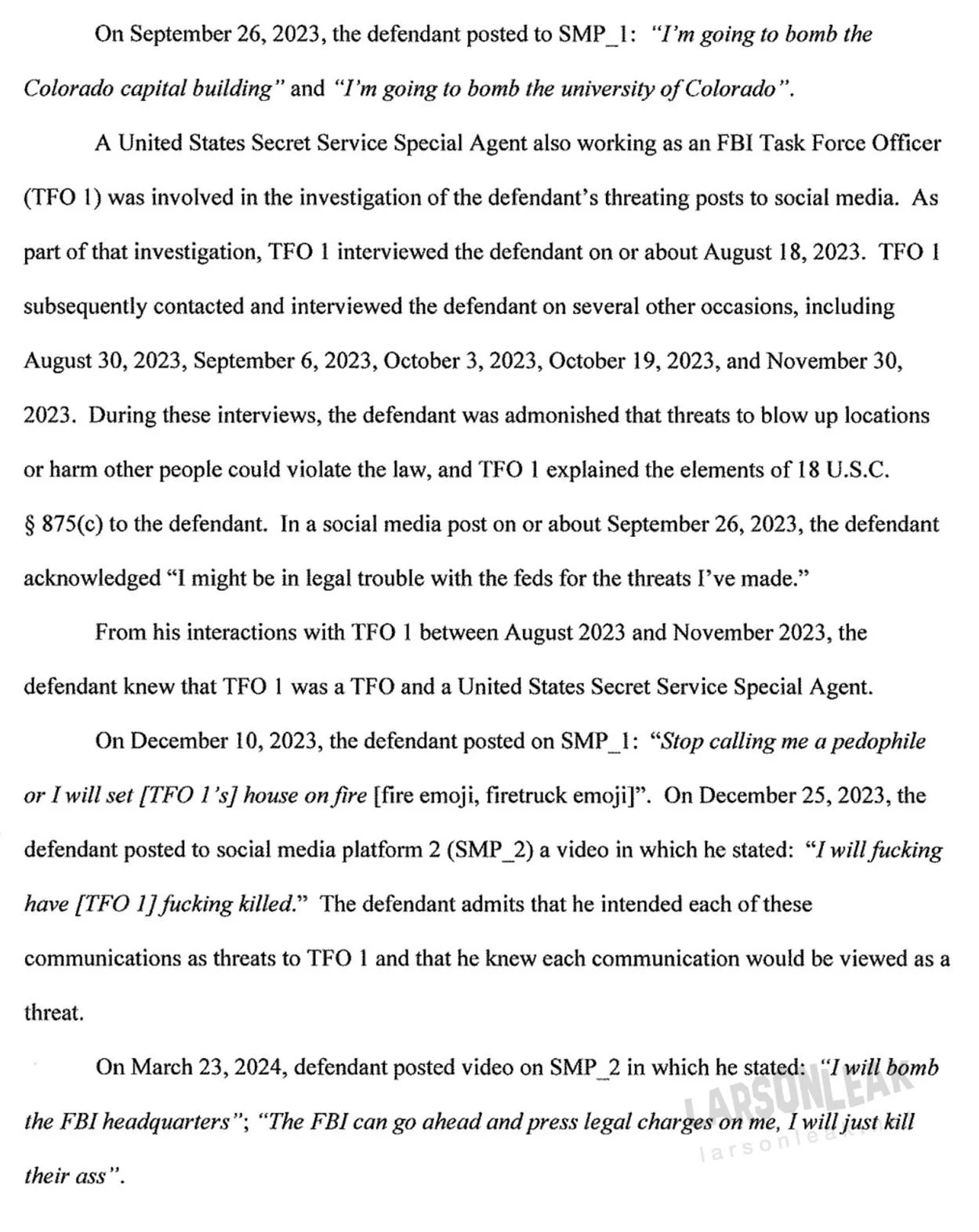 LIVE UPDATES: Daniel Larson April 9 Hearing — LarsonLeak