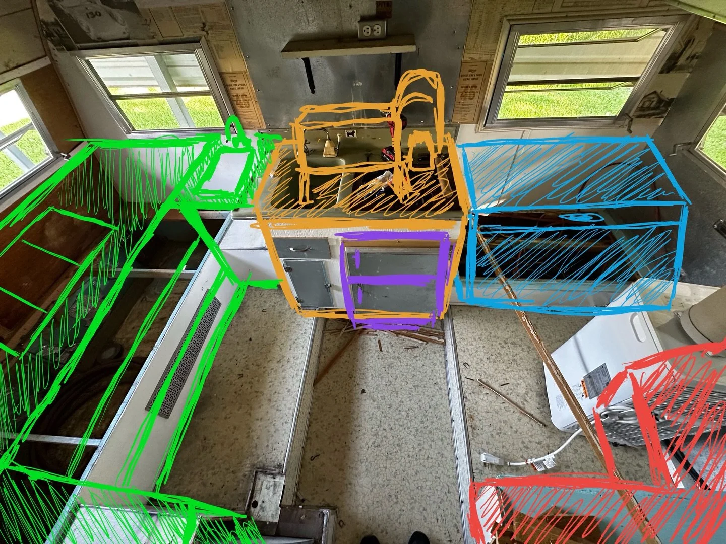 Part 4: sketches on measurements on sketches. Lots of planning going into the next phase. Putting up walls, and laying floors in this unusually shaped box was a challenge. Stay tuned for the after pictures!
#frostydevils #snoballs #summer2026 #snobal
