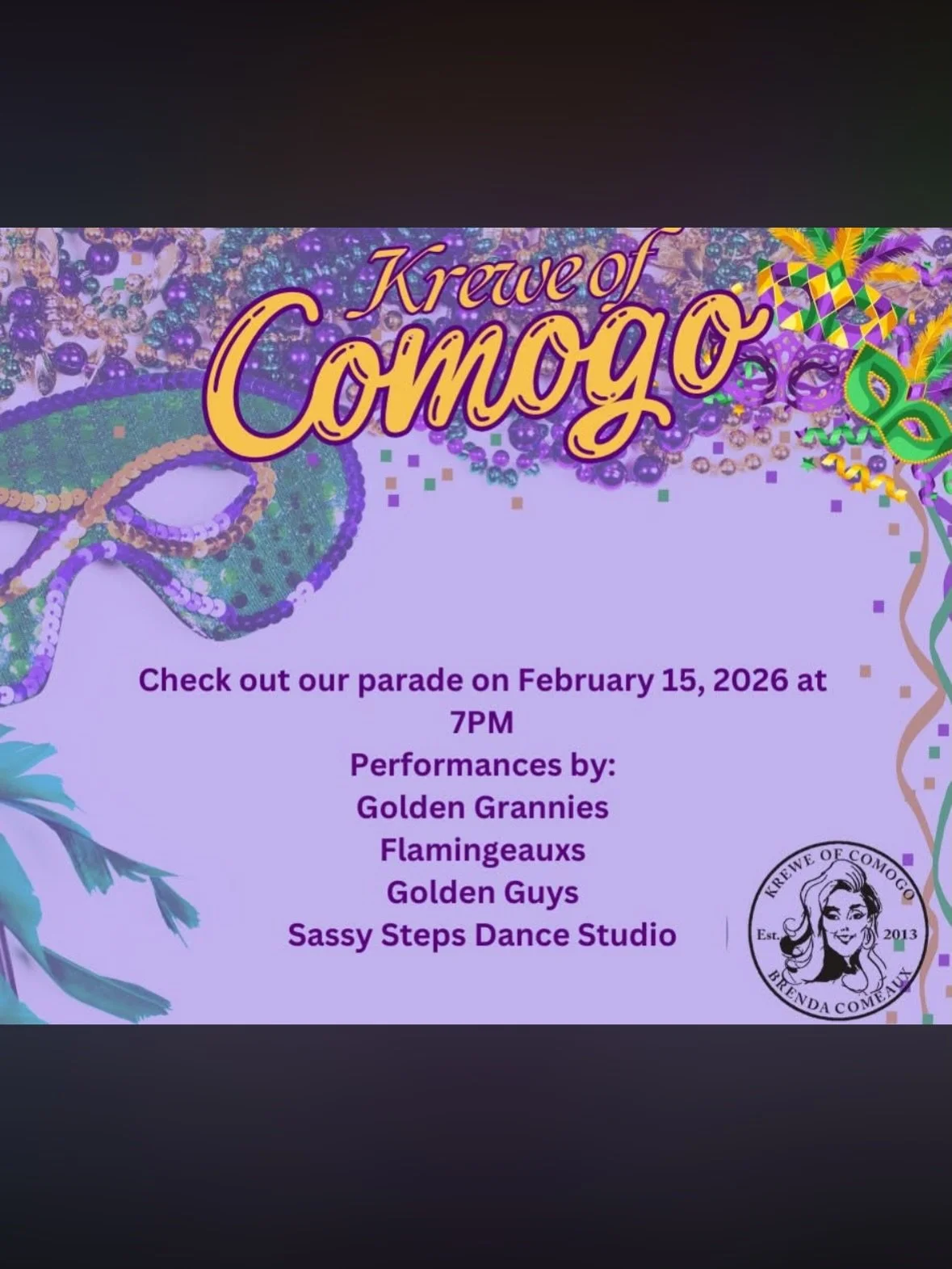 Come check us out this weekend at the Krewe of Comogo Parade in Plaquemine! 🎭 We will be posted on the corner of Meriam Street and Eden Street outside at the Barkers Brothers Plumbing Works (BBPW) block party. There will be live music, food, and we 