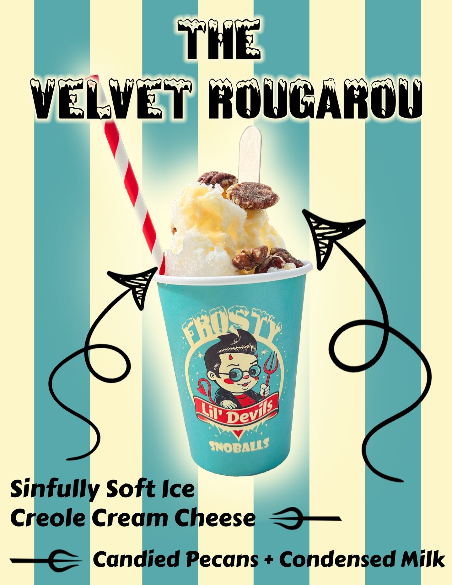 Specialty Flavor Highlight! 
Want to know what our best selling specialty flavor is? It&rsquo;s this one. The Velvet Rougarou!

Sinfully soft ice, creole cream cheese syrup, condensed milk, and candied pecans! 🤤 I tell people it tastes a lot like a 