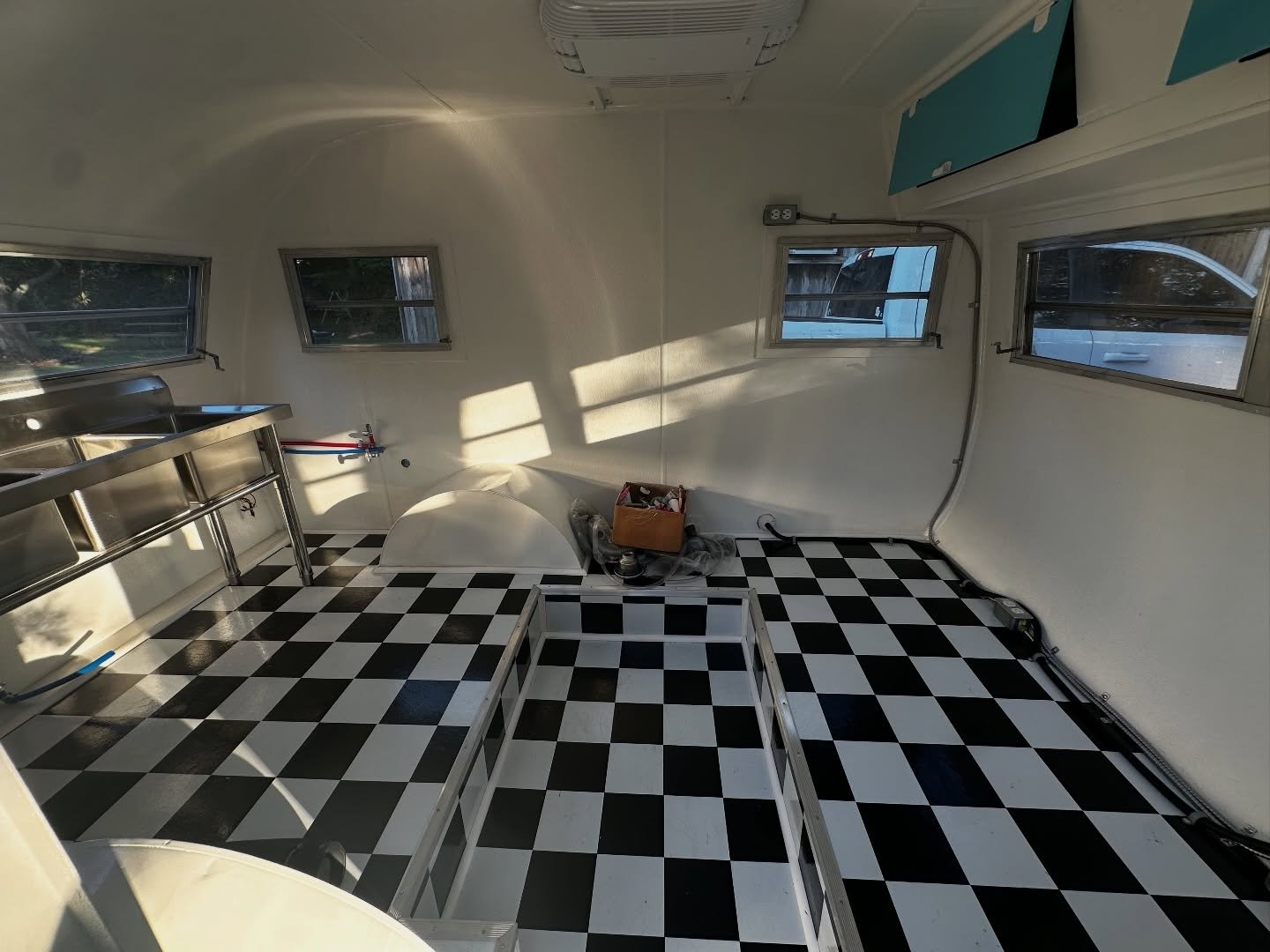 Part 8: installing the plumbing, the sinks, the electrical, all the STUFF! Trying to fit everything in here was&hellip; a challenge. And we may have ordered 2 different freezers until we found the Goldilocks freezer that fit just right. Check out the