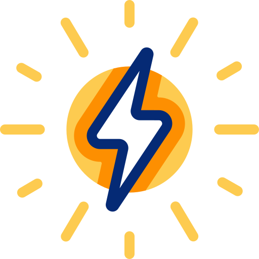 Lightning bolt icon with a yellow circle and radiating lines.