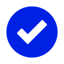 Blue circle with a white checkmark inside