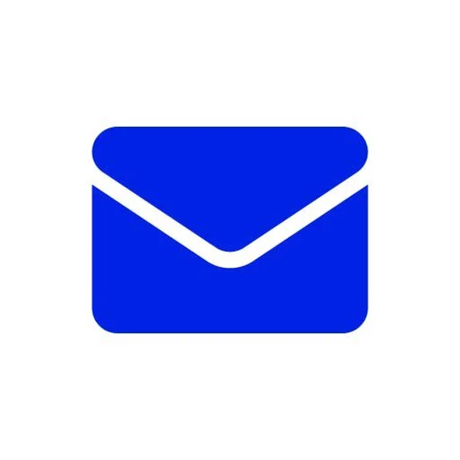 Blue envelope icon on a white background.