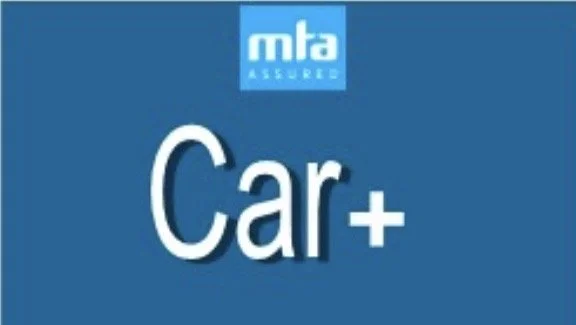MTA member logo with the words 'Car+' on a blue background.