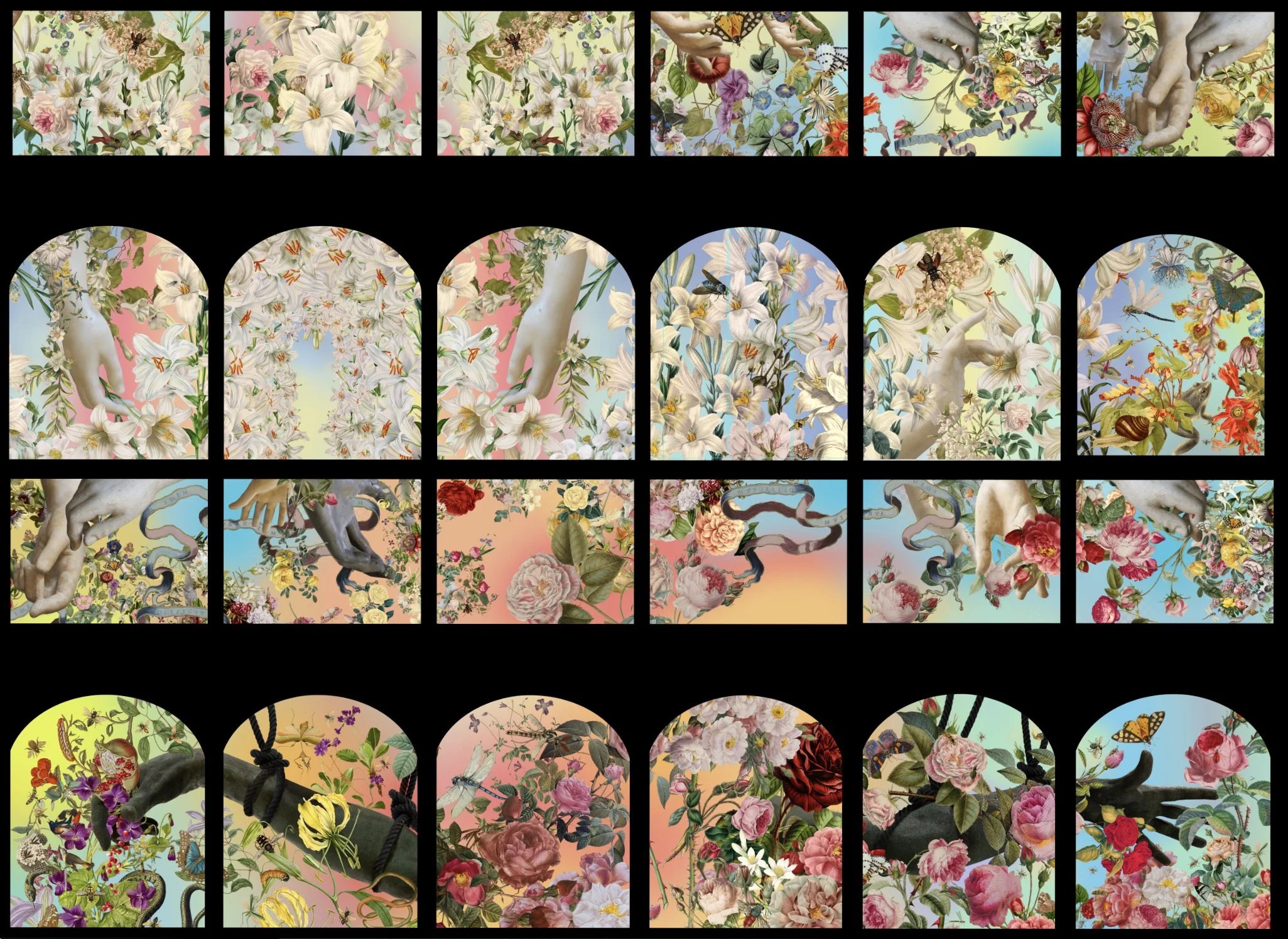 Preliminary design sketch for Temple of Flowers, an immersive installation by Austin Young in Rome