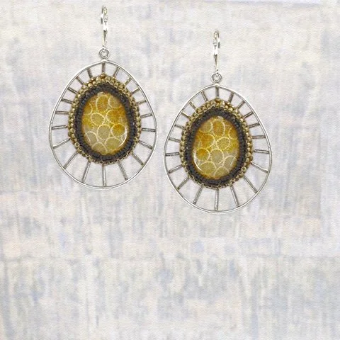 Marty met Elaine : : fossilized coral statement earrings