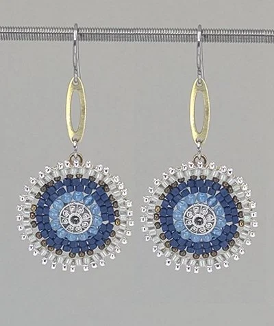 Mingle : : beaded earrings, dark blue