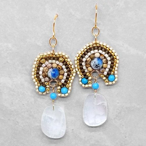 Tempest : : moonstone and turquoise earrings