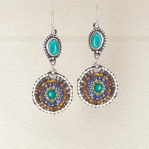 Elko : : turquoise and sapphire drop earrings
