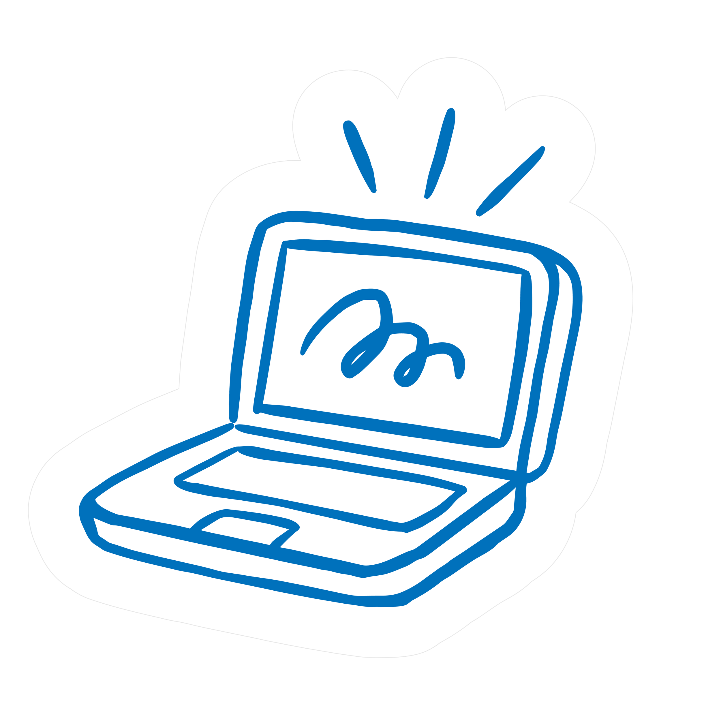 Blue and white stylized illustration of a person reading a book.