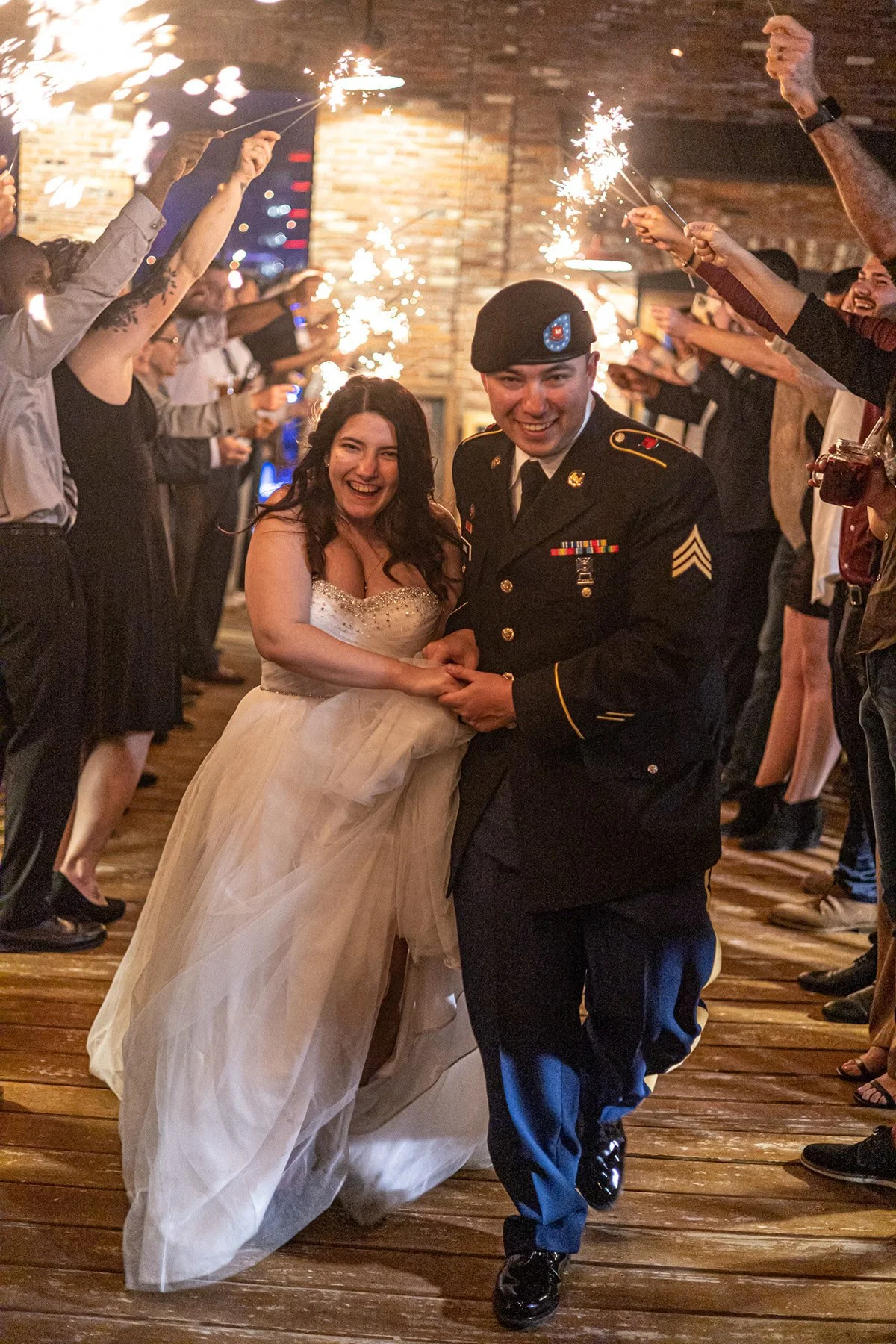 Newlyweds send off at with sparkles at Twenty Seven Event Venue in downtown Little Rock