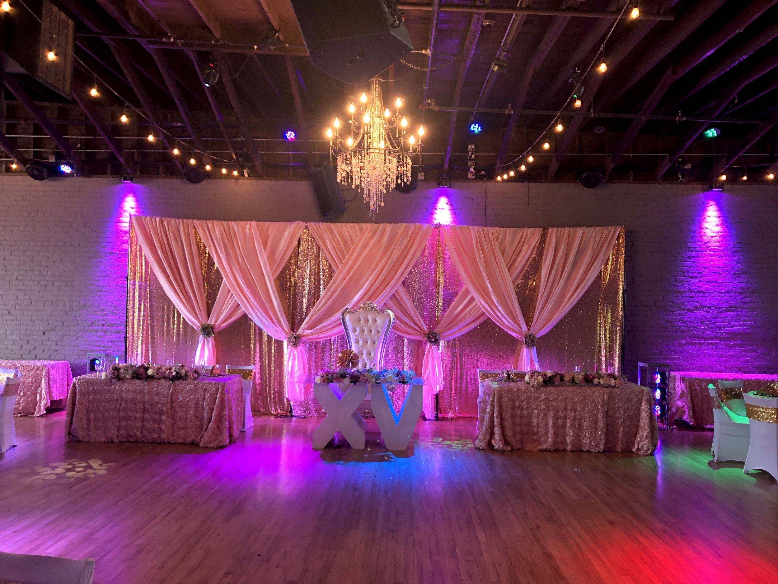 Quinceanera setup at Twenty Seven Event Venue in Little Rock Arkansas