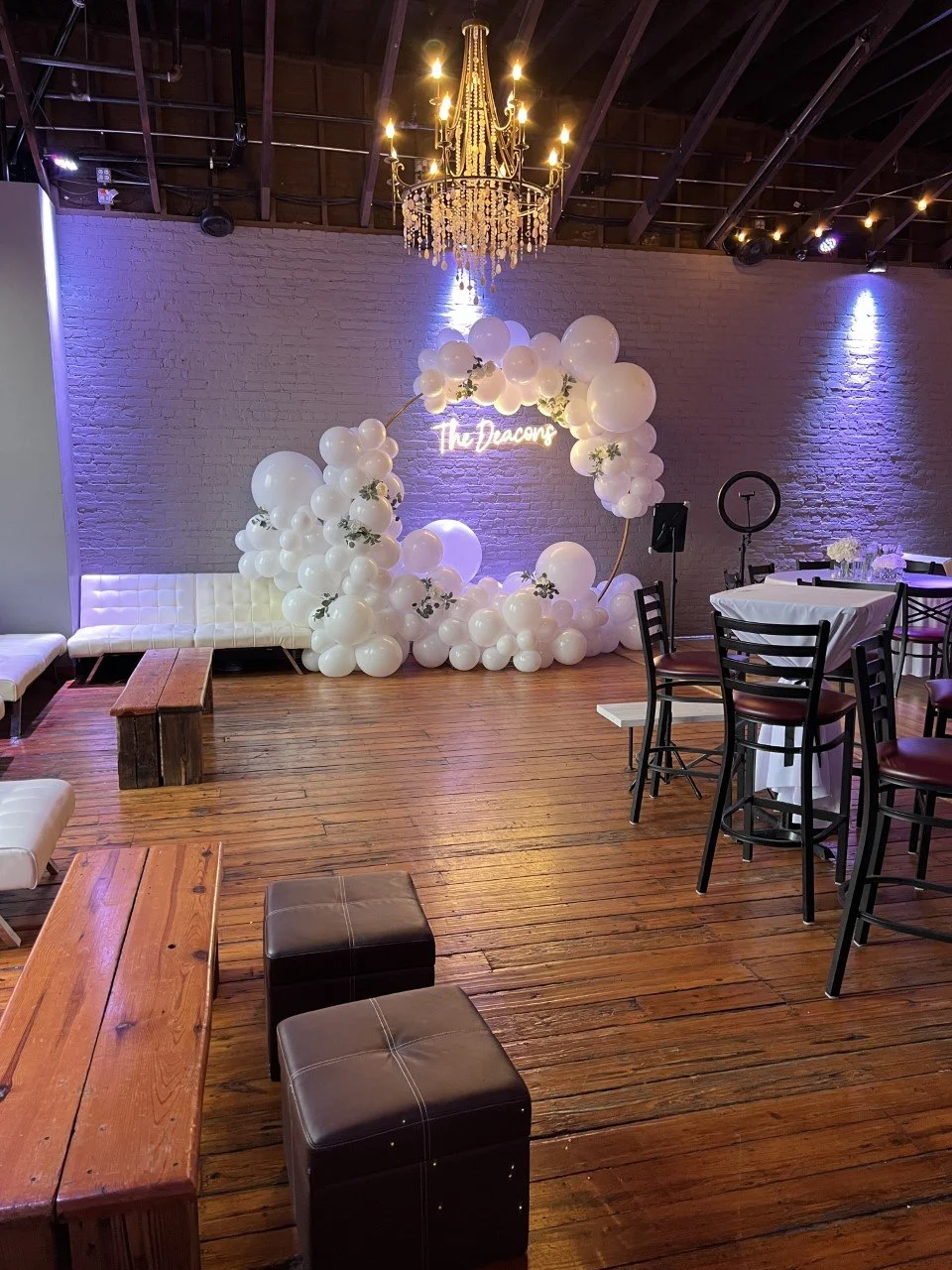 Balloon arrangement for a wedding reception at Twenty Seven Venue in downtown Little Rock Arkansas
