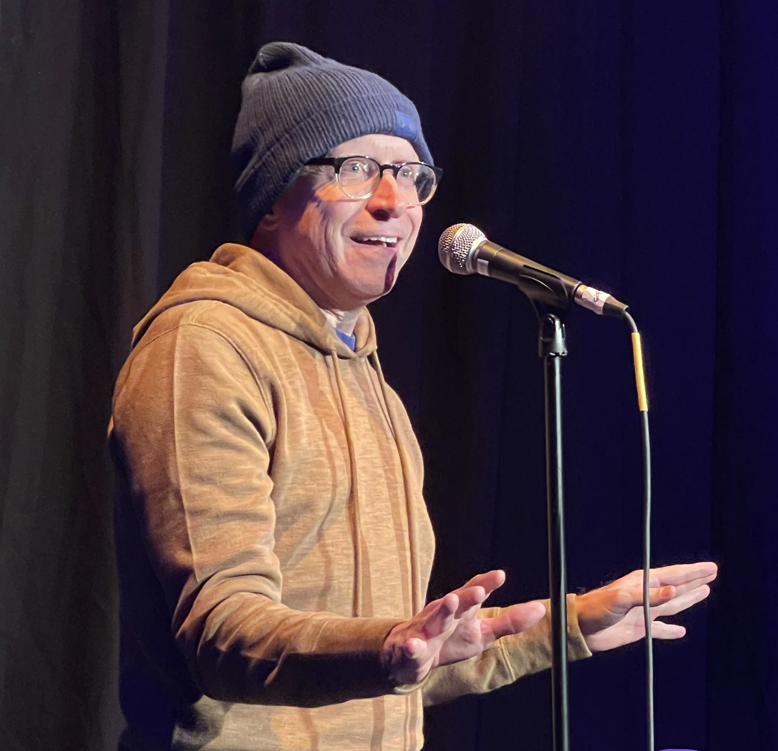 I have produced and hosted many storytelling shows throughout the years. I produced and hosted Closet Cases in Provincetown, where LGBT comedians told their coming out stories, and for five year I was co-host and producer of The Mosquito Story. I cur