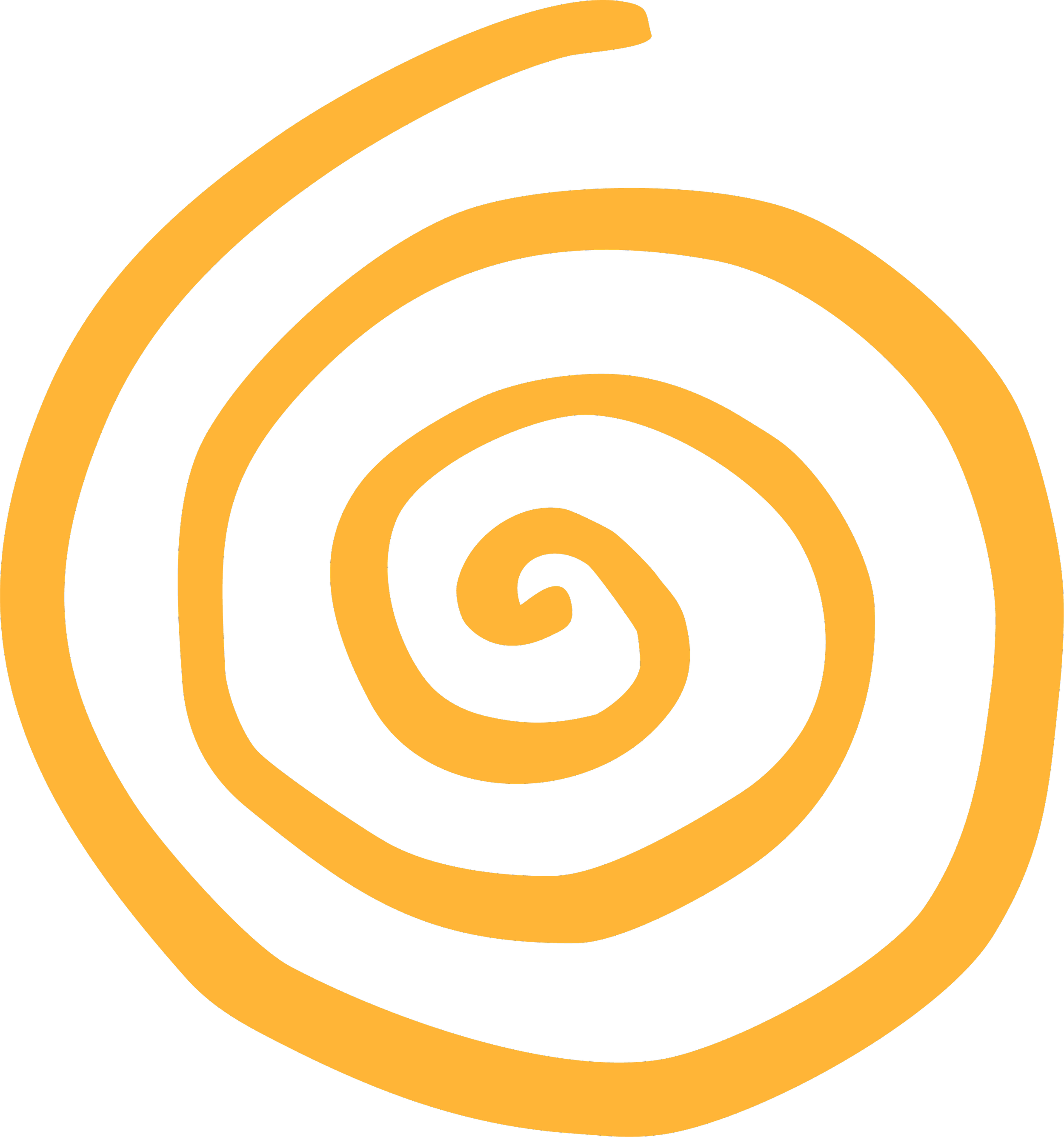 Orange spiral design on a black background