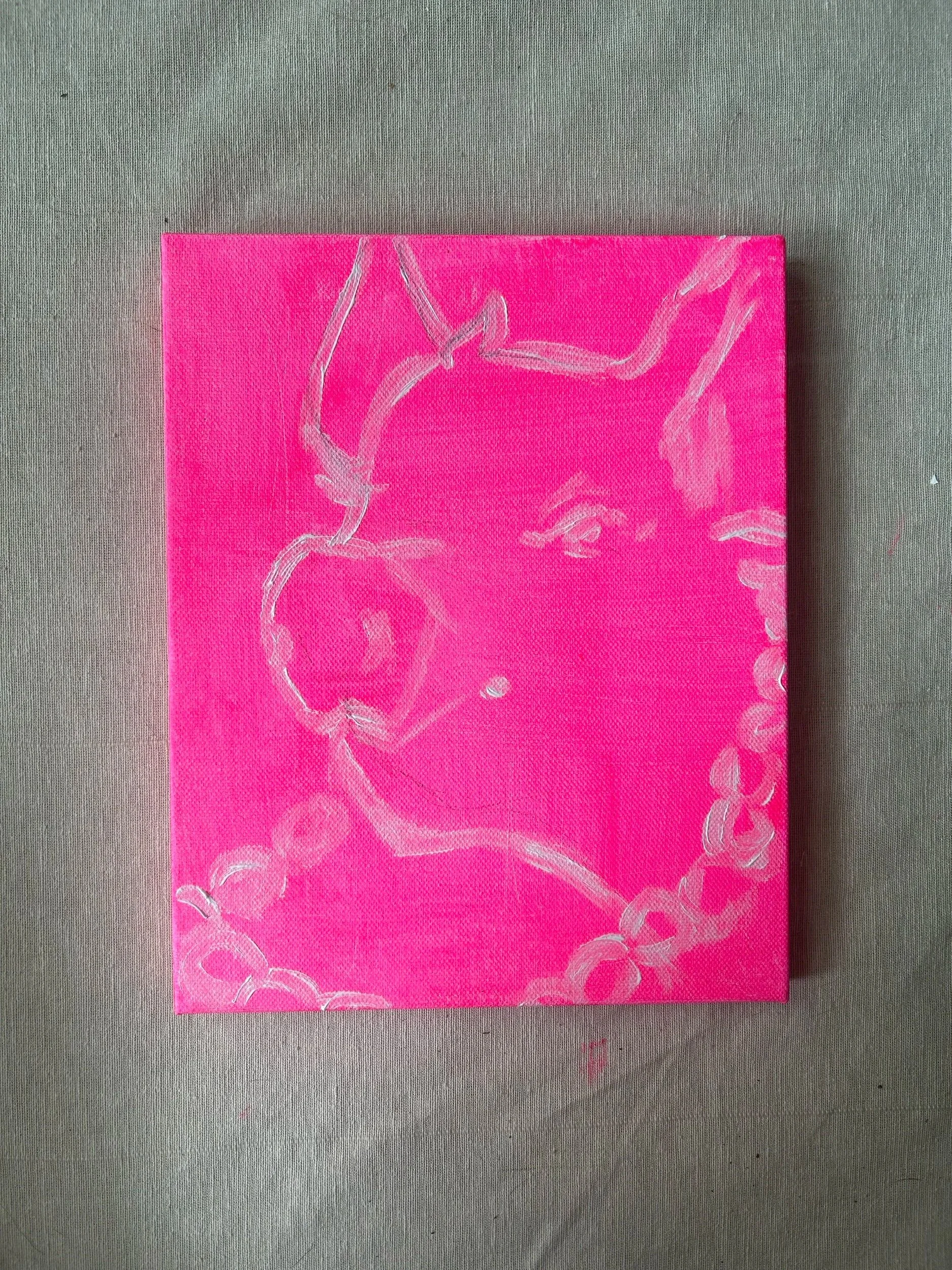 I then began to map out the outline of the pig with white gesso. 