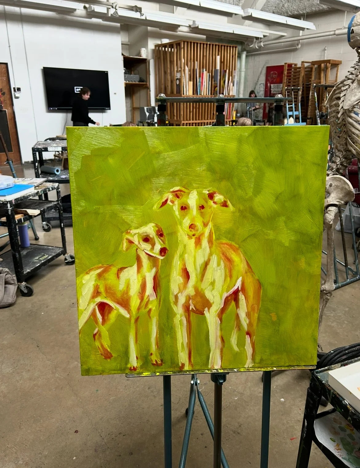 I decided to go in with some red to add value to the dogs.