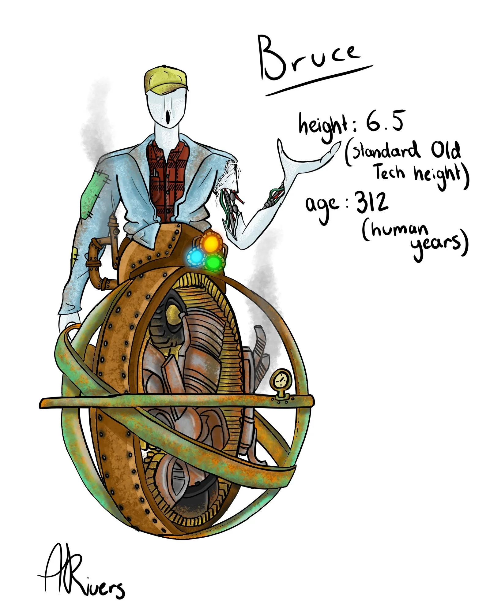 alien planet backpacking Bruce Old Tech Lesser character profile