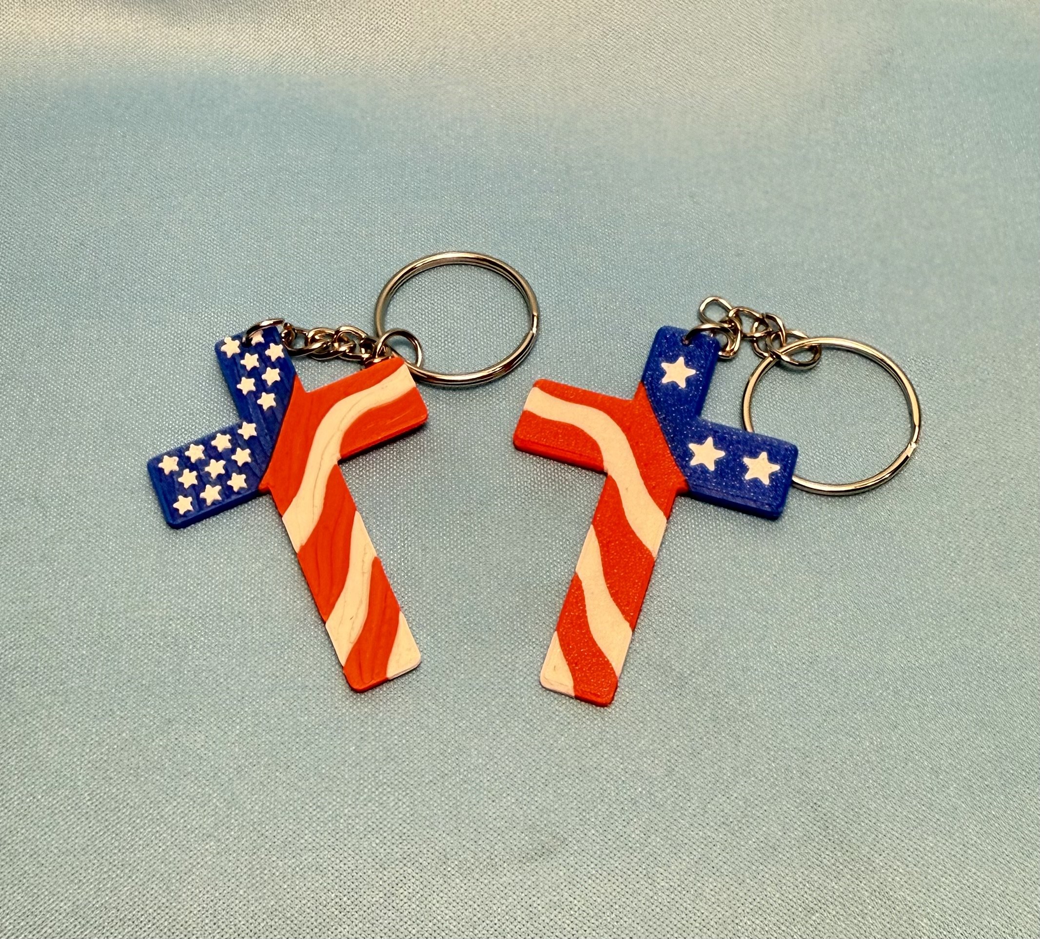 American Flag Cross Keychains