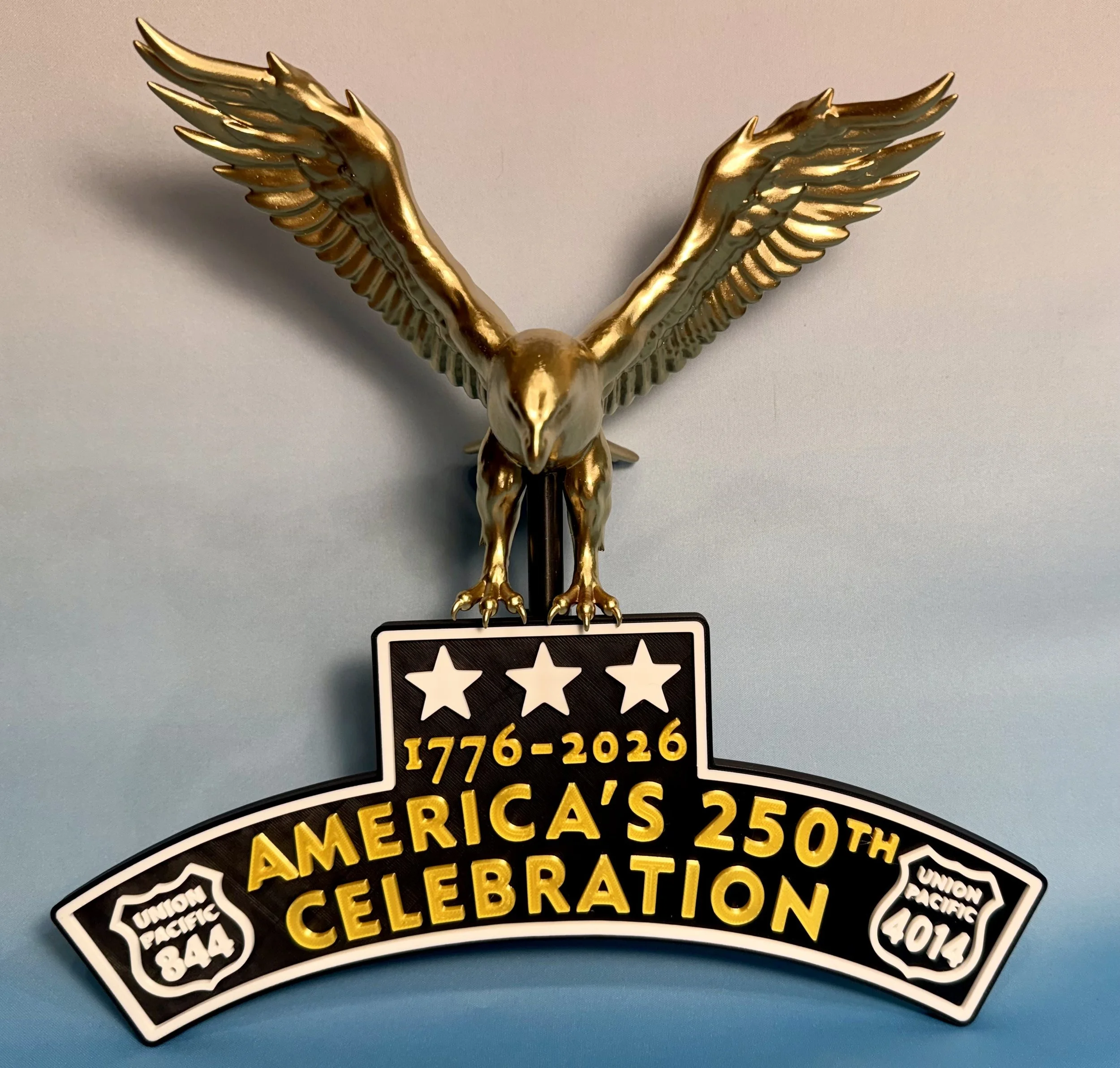 Big Train Sign 2 with Eagle Topper - Painted