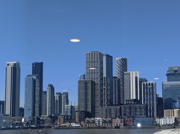 The skyline at the Canary Wharf financial district in London, England