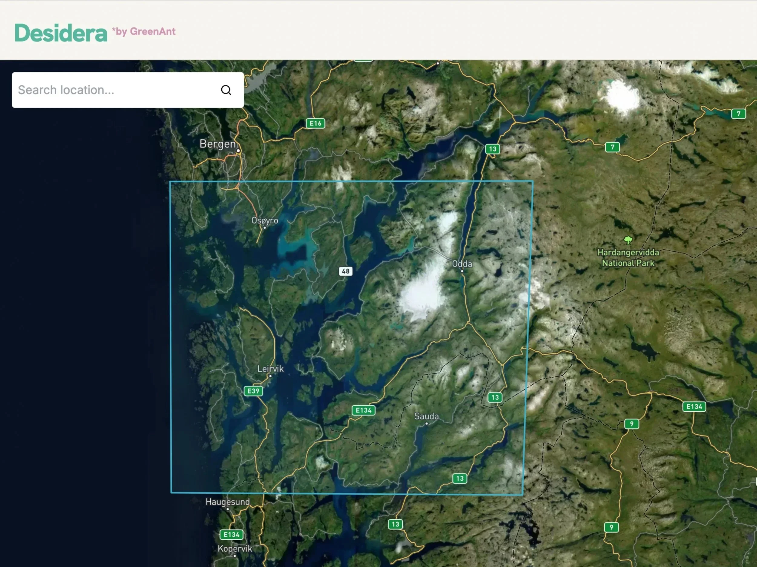 Desidera polygon superimposed on map of coastal area