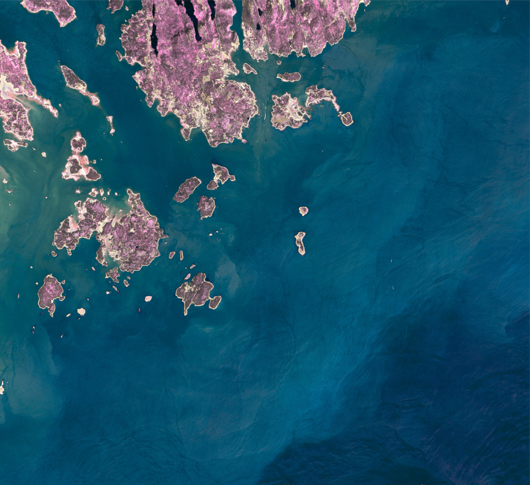Satellite view of islands in ocean