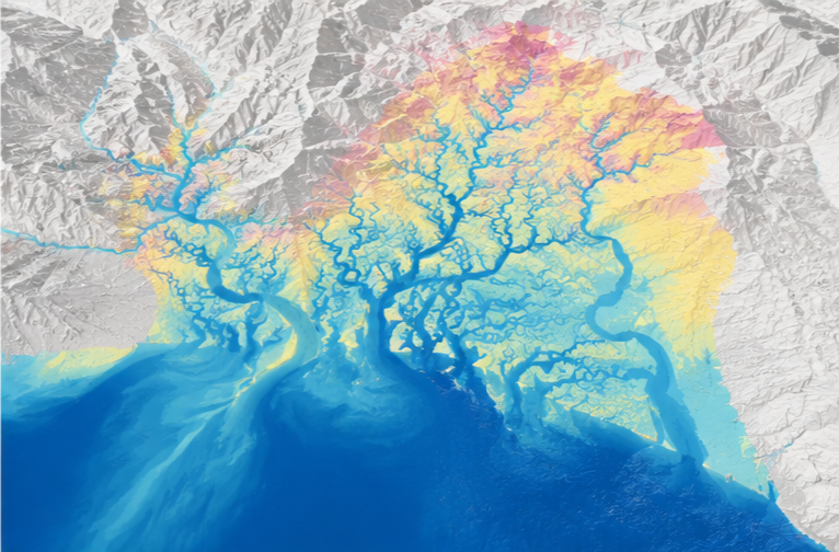 Hydrological Model Relief Ocean Image