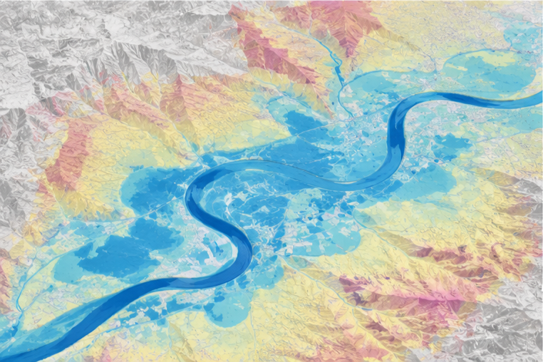 Hydrological Model Relief Ocean Image