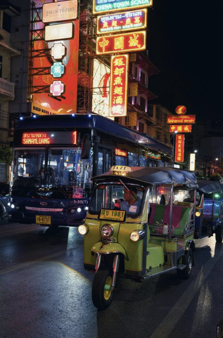 Nighttime street scene in Hong Kong