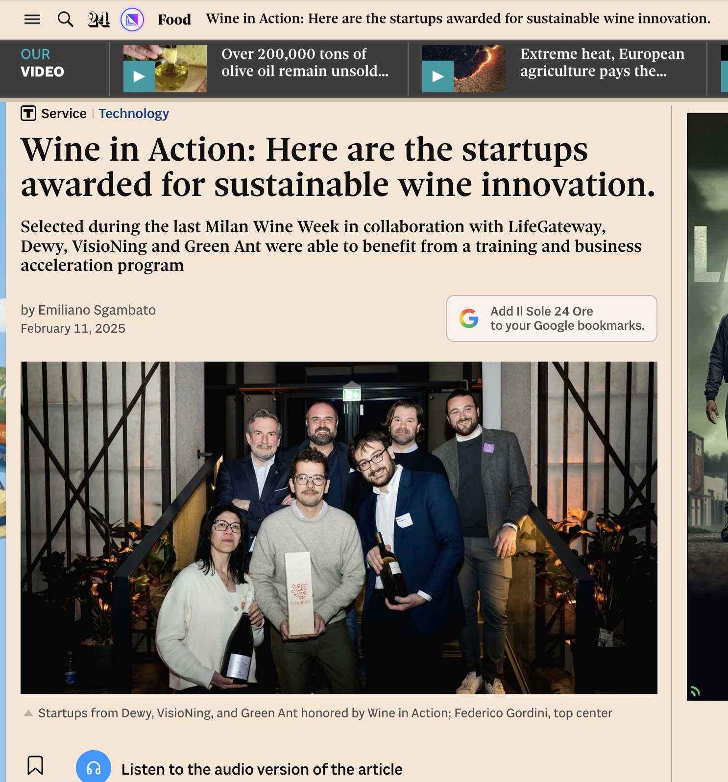 Il Sole 24 Ore GreenAnt Article Graphic