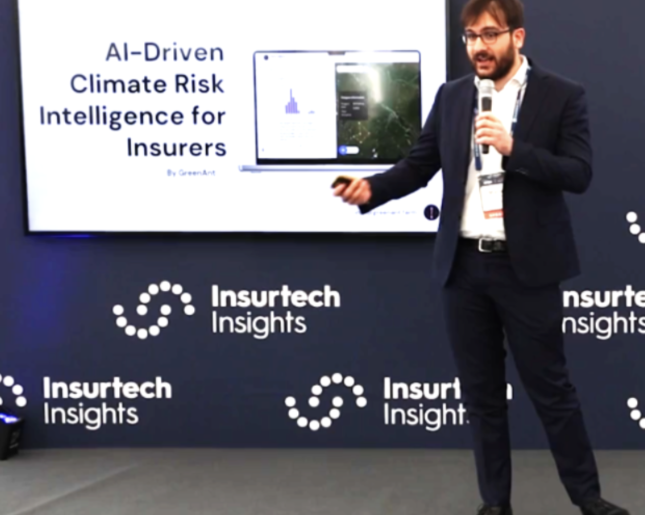 GreenAnt CEO Mario Simmaco delivers a speech at Insurtech Insights London