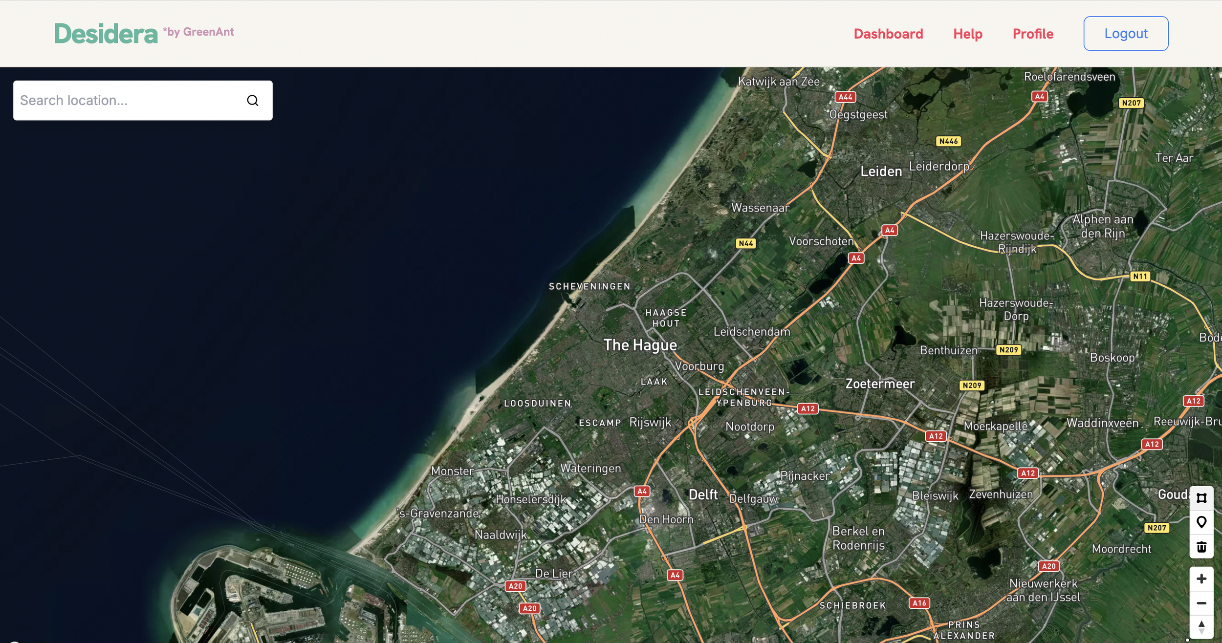 User interface from GreenAnt's Desidera climate risk analysis platform