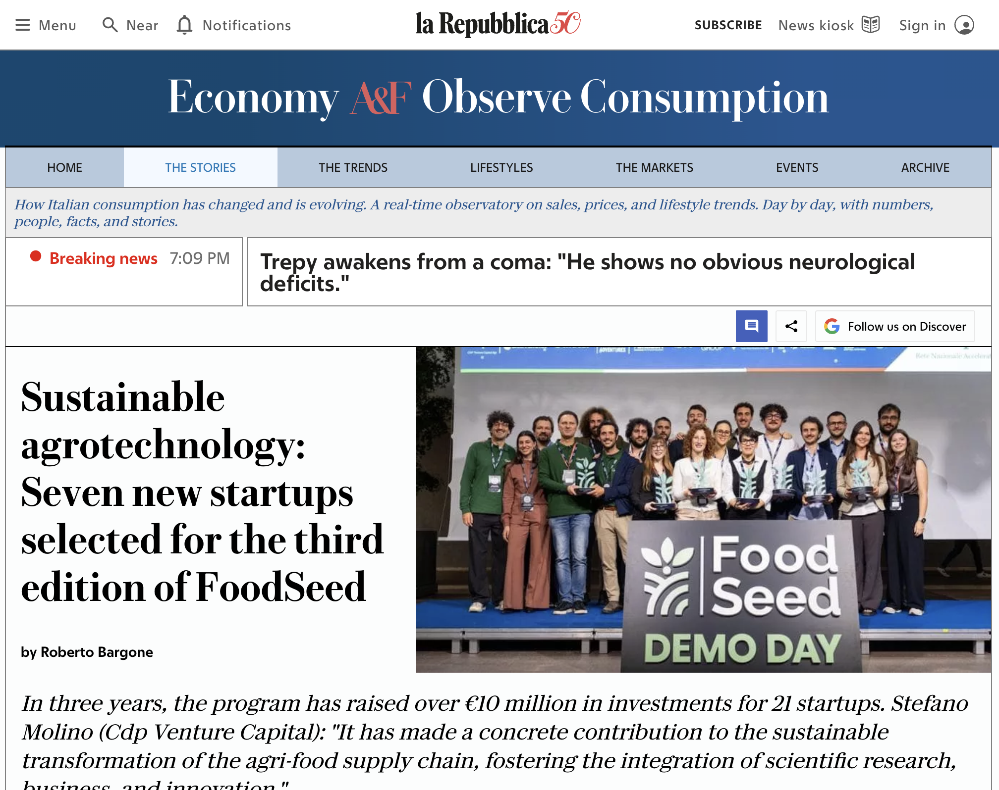 La Repubblica GreenAnt Article Graphic
