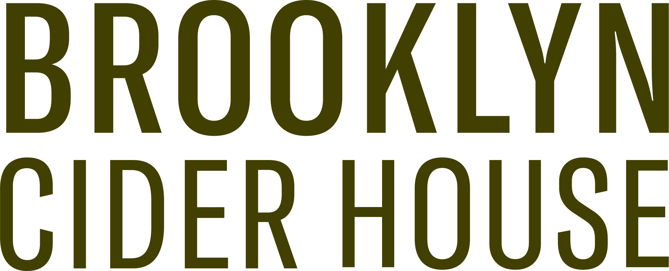 Text reading 'Brooklyn Cider House' in large, dark letters on a black background.
