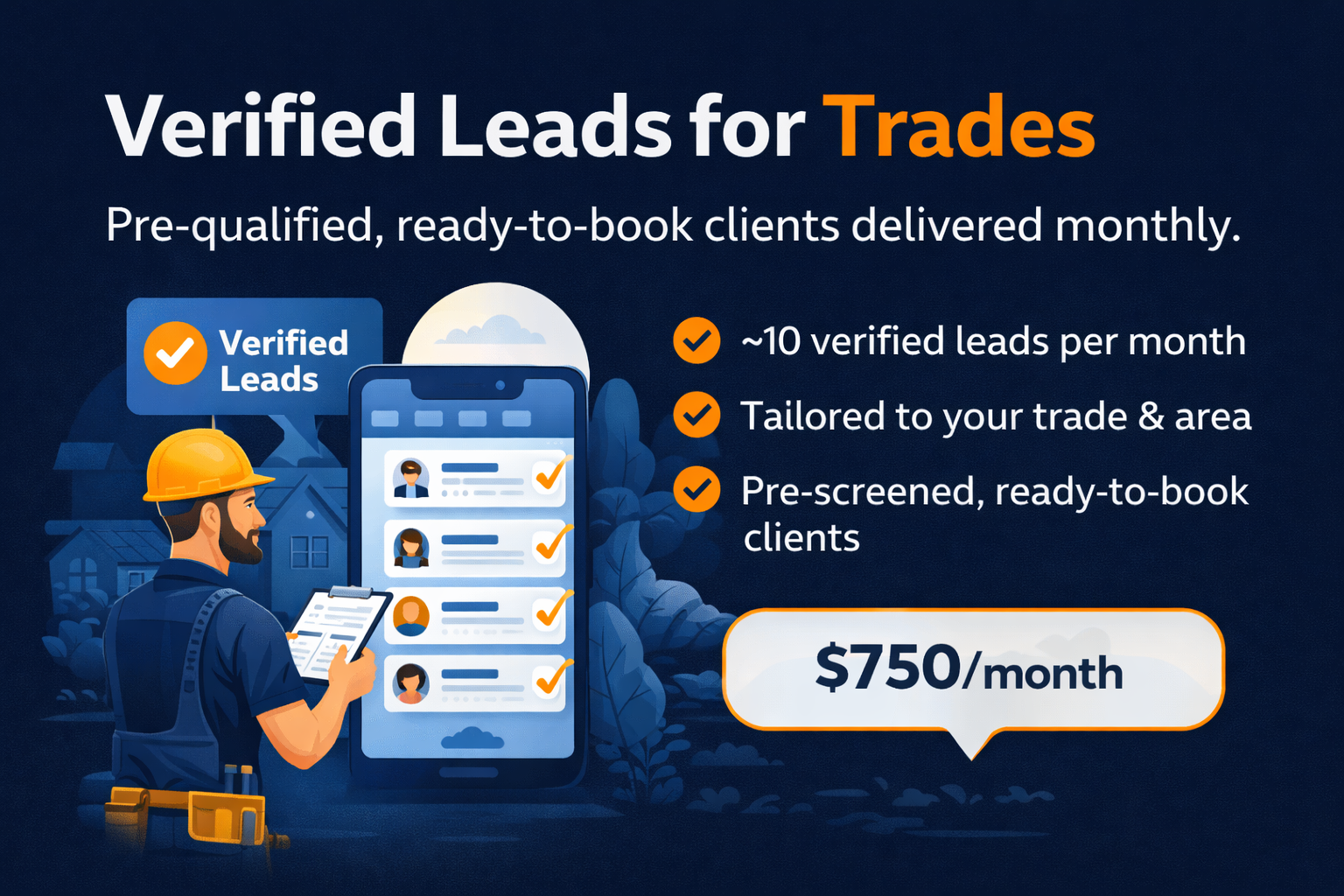 Verified Leads for Trades – Monthly Package
