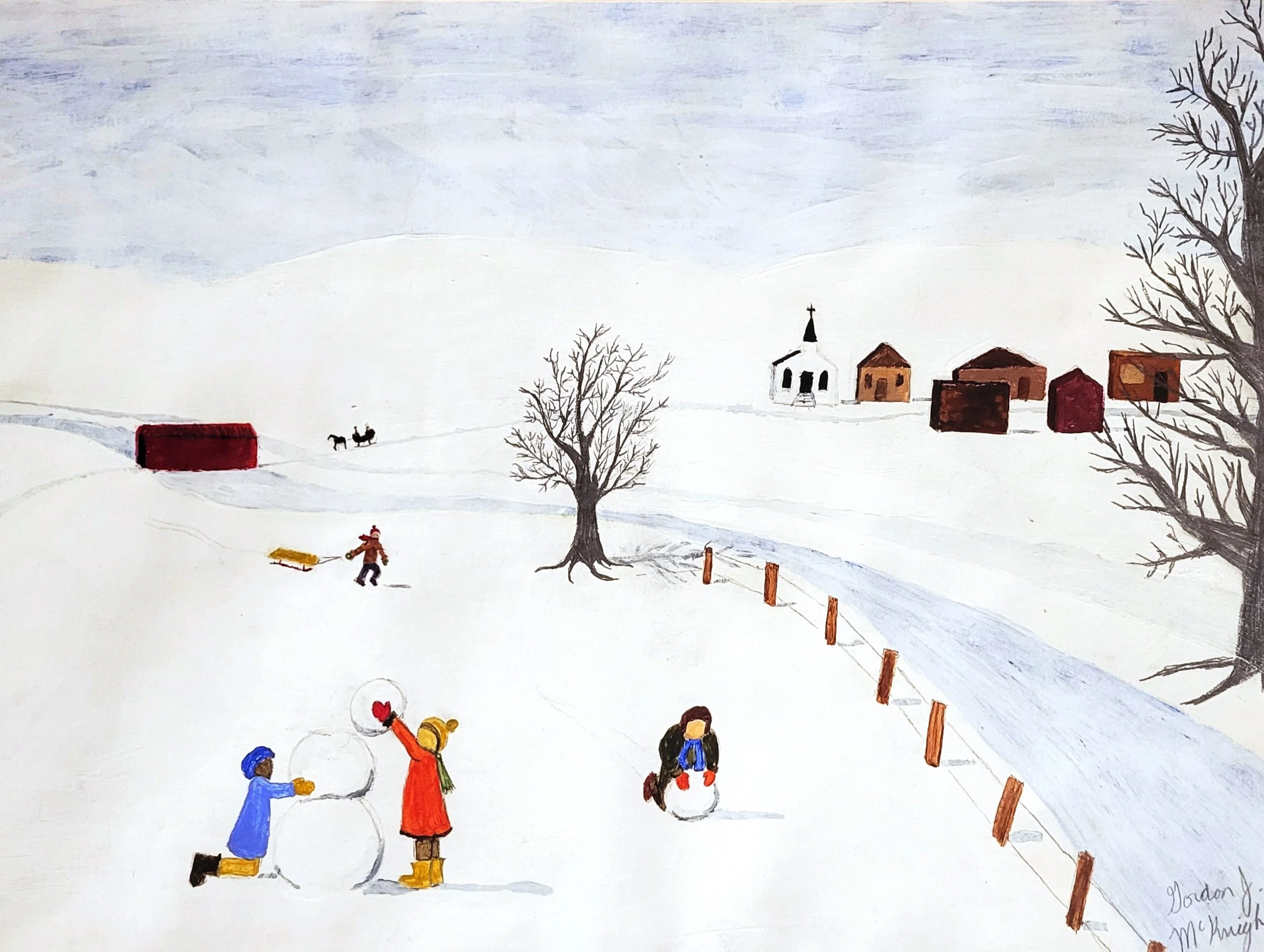 Acrylic painting and pencil on paper