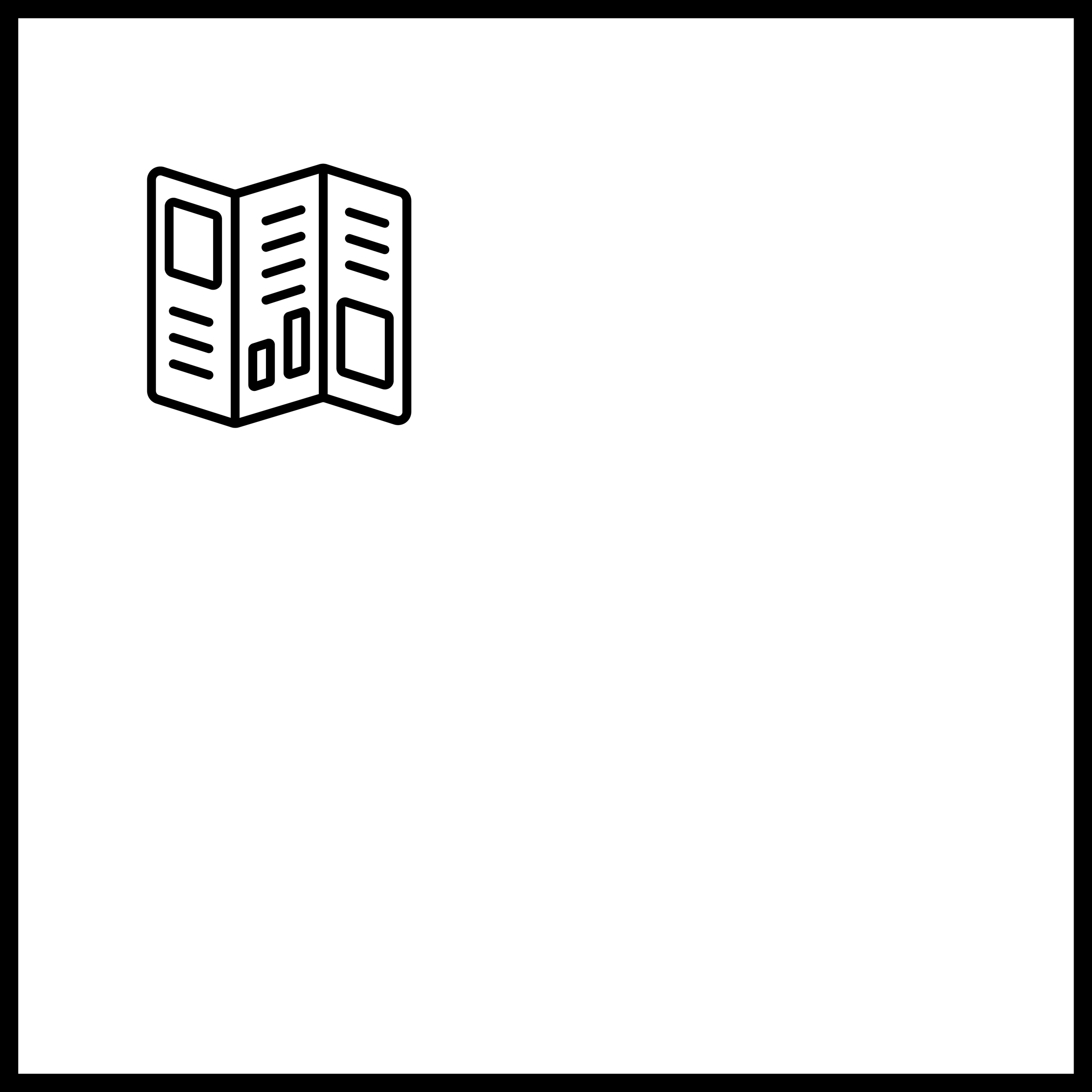 Outline icon of an open brochure or pamphlet.