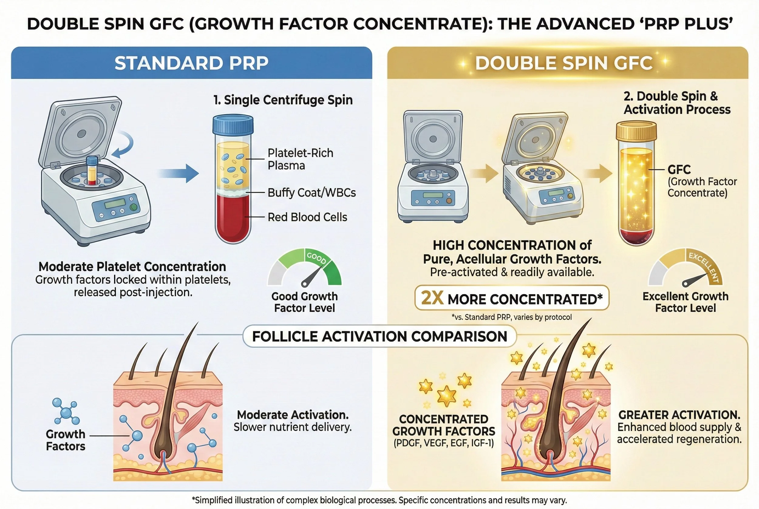 PRP and GFC for hair regrowth