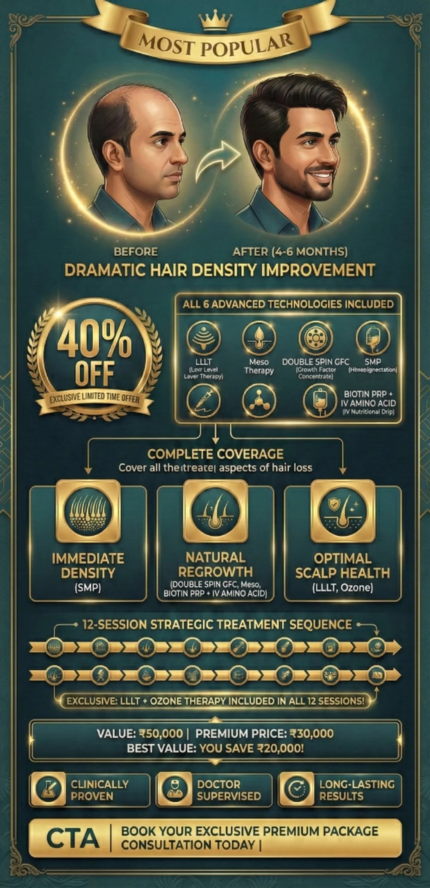 hair regrowth and hair thinning for men , prp gfc mesotherapy smp iv amino acid