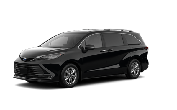 Black Toyota Sienna minivan on a black background.